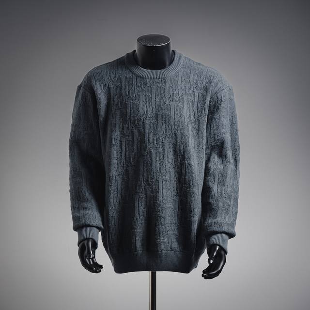 Dior Cd2025Ss New Grey All-Over Print Jacquard Knit Sweater Originally purchased