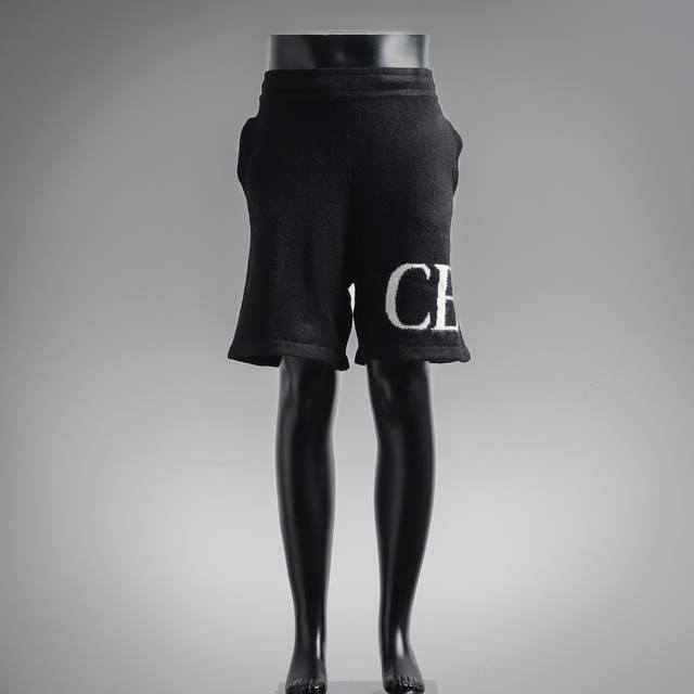 Cole Buxton new letter slogan jacquard wool drawstring shorts white grade fleece