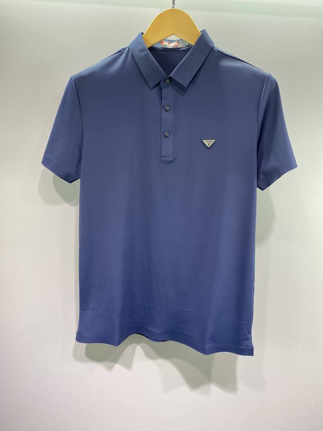 Prada Ice Silk Cotton Trim Lapel Polo Short Sleeve. This short sleeve, hailed as