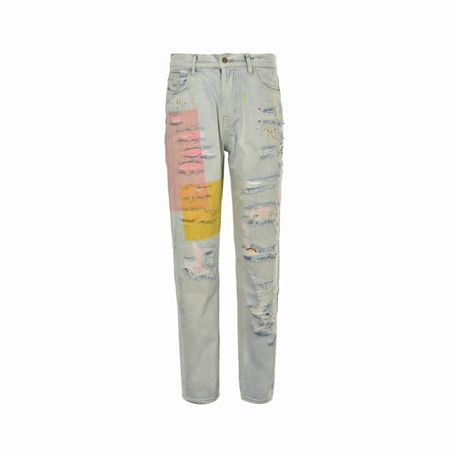 Drew House Teddy Smiley Face Ripped Jeans Color: Blue The fabric is made of 12.2