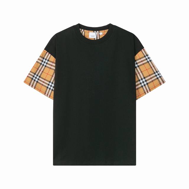 9210, a high-end custom, exclusive, top-quality Burber* plaid sleeve crew neck s