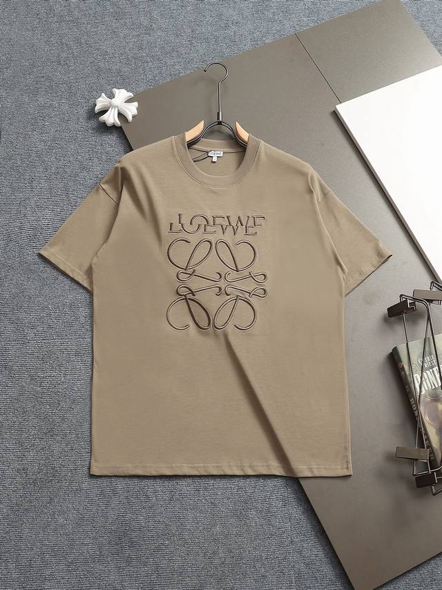 Loewe 25Ss latest solid color round-neck stylish short-sleeved T-shirt with offs