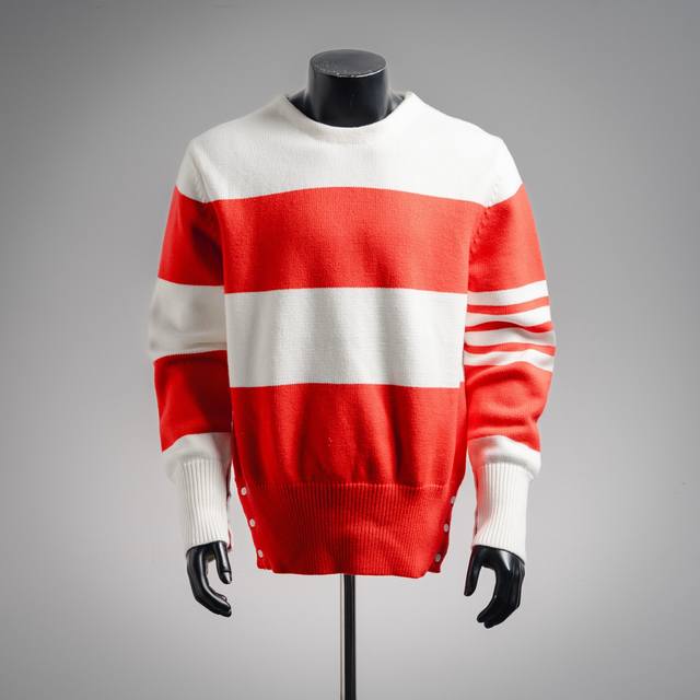 Thom Browne Ss25 New Year limited edition red striped side slit striped crew nec