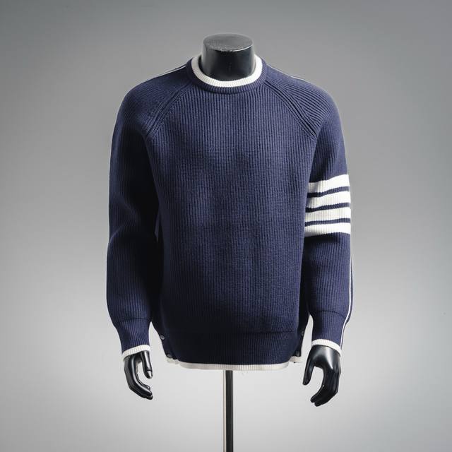 Thombrowne Tb New Season 23Ss Four-Stripe Colorblock Pullover Long-Sleeved Crewn