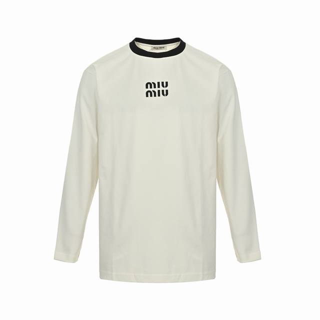 Miumiu Miu Miu long-sleeved black collar with classic letters on the chest is ma