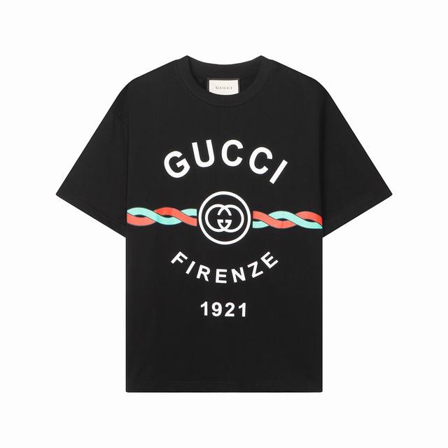 7207, a high-end custom-made, exclusive, top-quality Gucc* printed crewneck shor