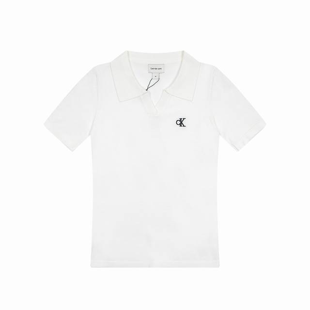 Ck Classic short embroidered woolen waist short sleeve 3 colors# Color: black, w