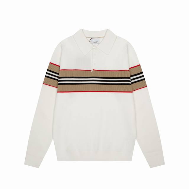 Bbr Burberry's new autumn and winter knitted stretch lapel long sleeves, men's f