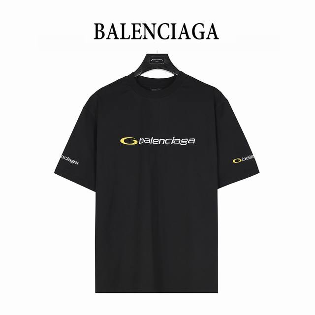Balenciga 25Ss Tracksuit Logo Outline Embroidered Short-Sleeve T-Shirt. Made of