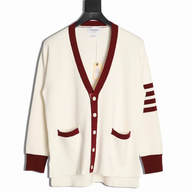 Thom Browne Tb 25Fw color-blocked cotton knitted cardigan This product is made o