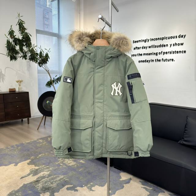 Purchasing level | New York Yankees logo large fur collar workwear down jacket