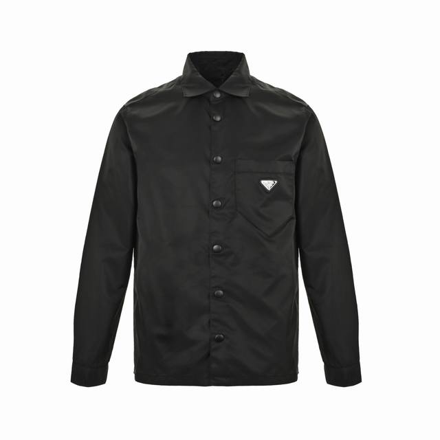 Prada Nylon Triangle Logo Shirt Jacket This Prada jacket is made from the brand'
