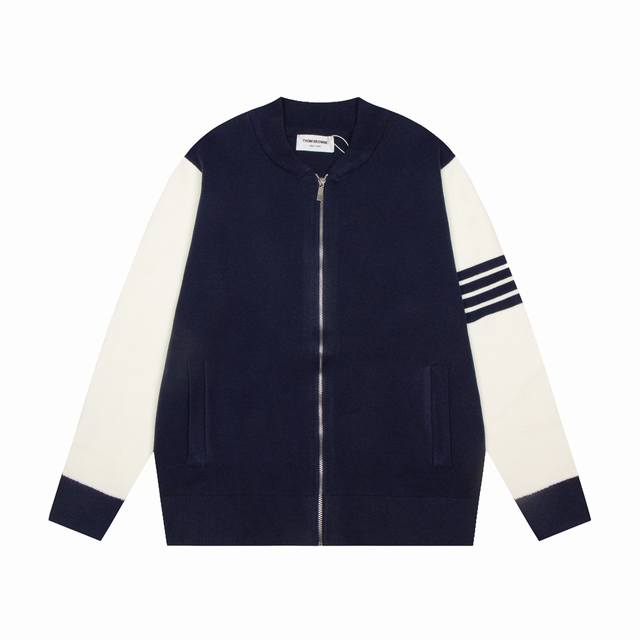Thom Browne color-block zippered cardigan DDD. This classic Tb cardigan features