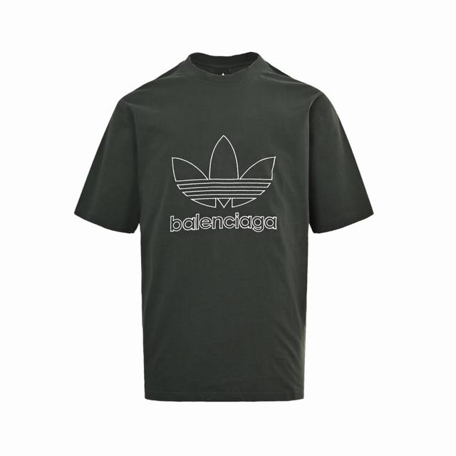 Balenciaga & Adidas Trefoil Embroidered Short Sleeves Embroidery: Straight lines