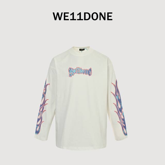 We11Done 25Ss Liu Yaowen same style flame logo letter print unisex long-sleeved