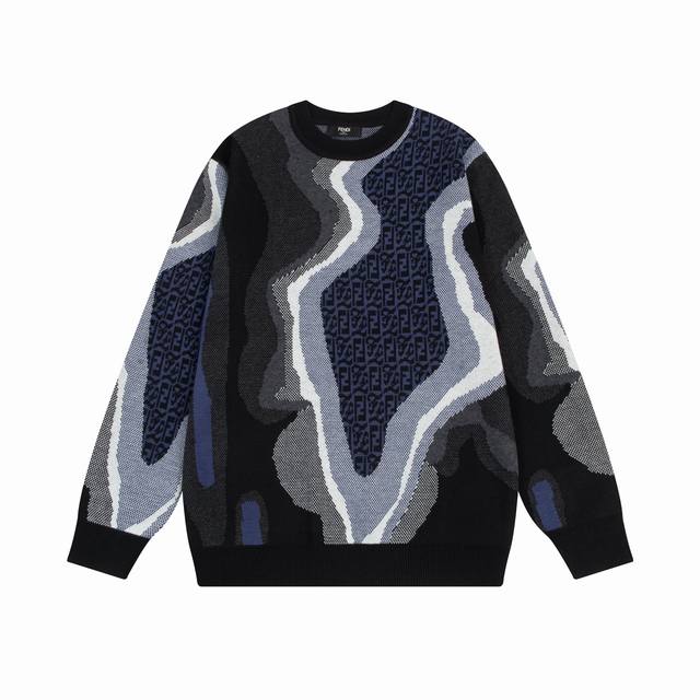 Fend* 22Ss new fall/winter ultra-fine sweaters, a stylish crewneck pullover swea