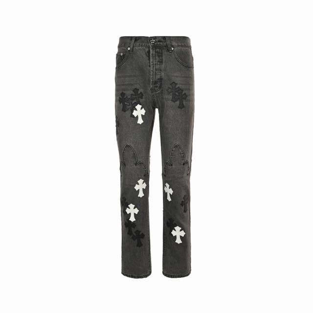 Chtome Heart 25Ss City Limited Edition Flame Black and White Patch Jeans DDD. Th