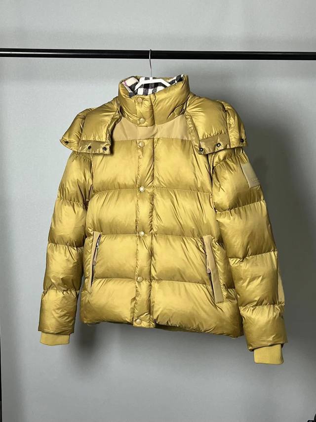 Bbr hooded short down jacket, made from custom-made waterproof nylon fabric with