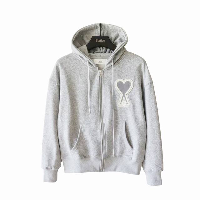 Real shot details + size chart Ami Amy's classic big heart chapter hooded jacket