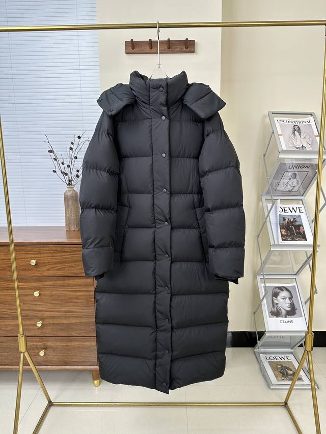 Long Nine-Grid Down Jacket Color: Bone White, Black, Linen Sizes 2, 4, 6, 8, 10