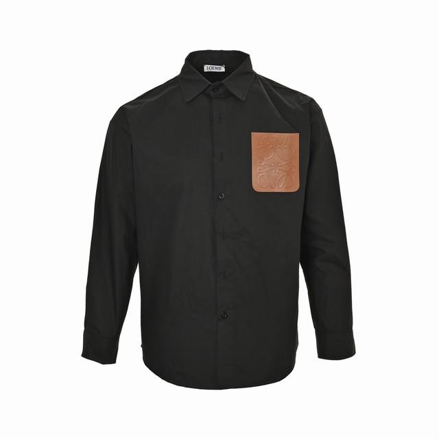 Loewe 24Fw Leather Label Pocket Shirt The classic and low-key floral leather lab