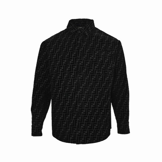 Fendi 24Fw Ff flocked all-over print shirt DDD. Made from high-count, ultra-dens