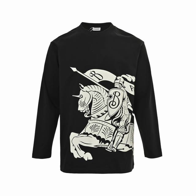 Burberry's foaming horse long-sleeved top is made of custom fabrics. It is made