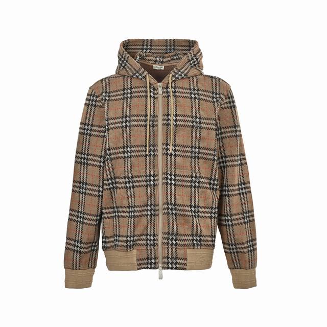 Burberry 25Fw Large Check Blended Knit Check Hooded Jacket DDD. Made primarily o