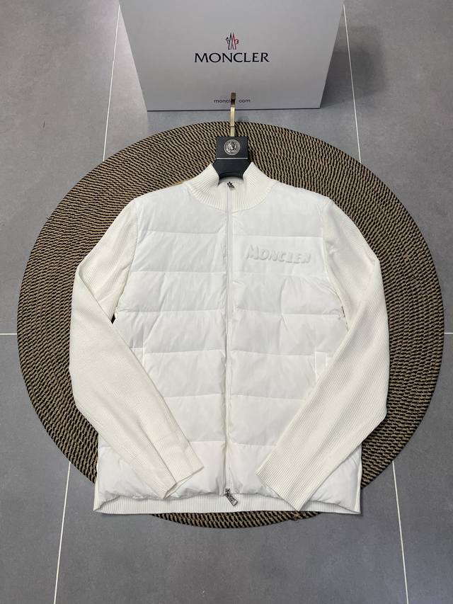 Moncler couple's knitted patchwork thin down jacket is a great winter inner wear