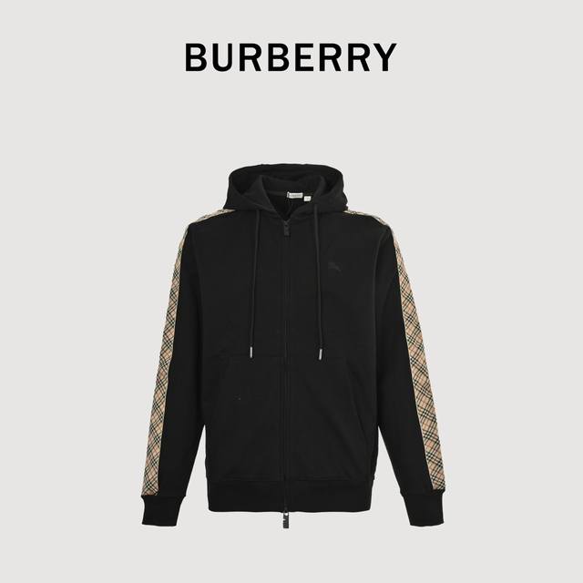 Burberry Bbr side diamond webbing suit zipper hooded jacket high-end cotton terr