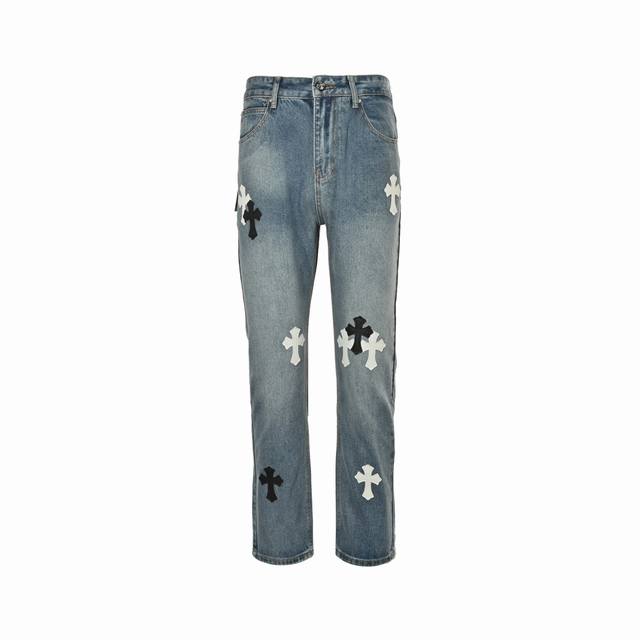 Chrome Hearts leather jeans with Sanskrit cross back. Available in different was
