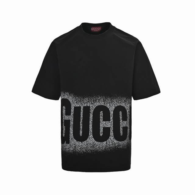 Gucci 25Ss Inkjet Printed Large Logo Short Sleeve DDD. Made from 260g washed cot