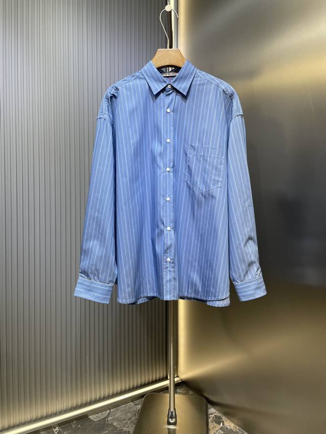 Acne Studios 1996 Logo Striped Shirt Customized tri-color soft sheen Tencel cott