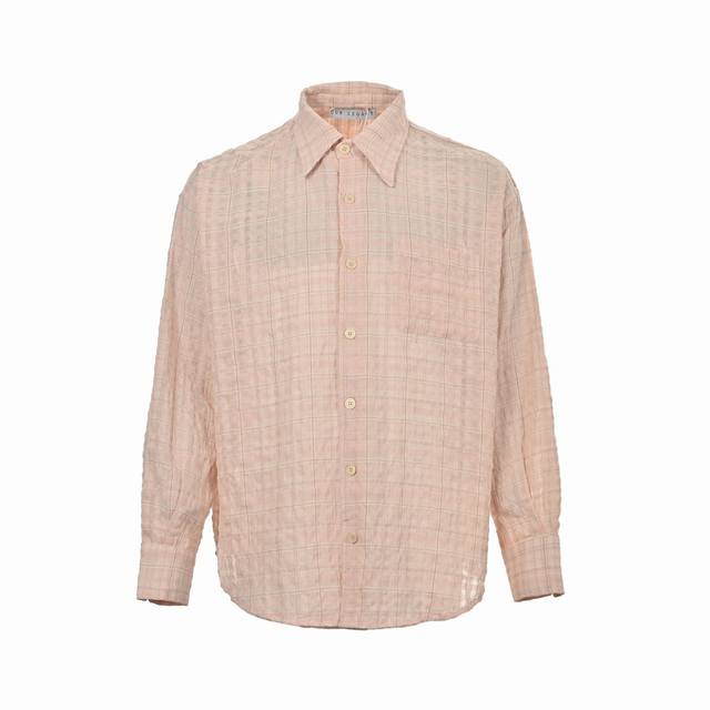 Our Legacy Pleated Seersucker Shirt Casual loose-fitting plaid long-sleeved jack