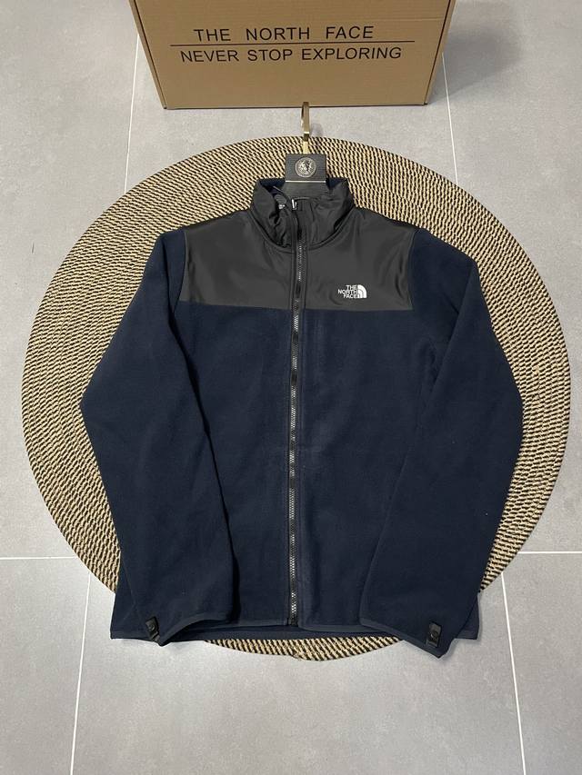 Navy Blue The North Face Spliced Fleece Jacket, a new outdoor sports polar flee