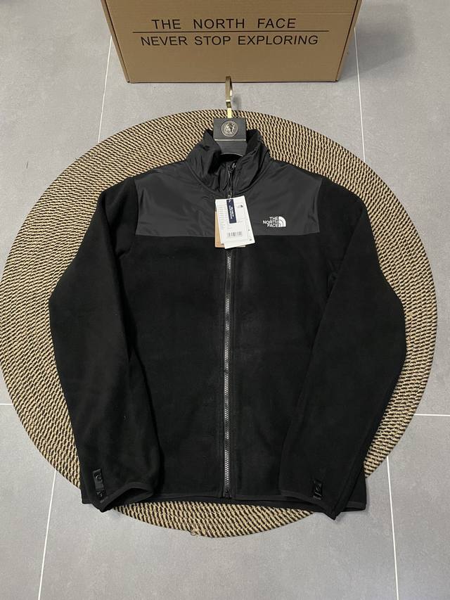 Black The North Face Spliced Fleece Jacket, a new outdoor sports polar fleece li