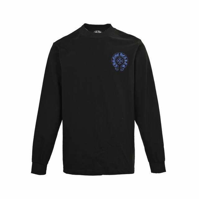 Chrome Hearts 25Fw Blue Horseshoe Cross Print Long Sleeve T-shirt The best choic
