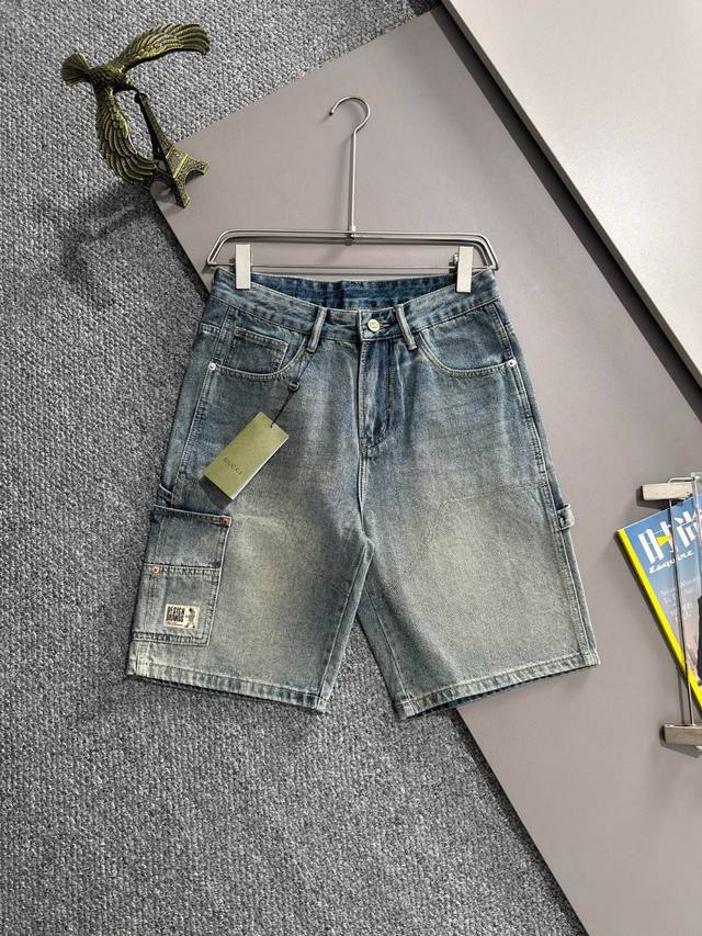 Gucci 2025 summer new jeans and denim shorts, made of imported Japanese Denim pl