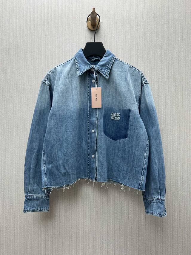 Miumiu 25Ss's new signature washed denim gives this shirt a sophisticated vintag