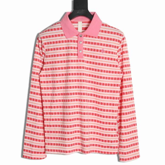Chrome Hearts 25Fw striped lapel long-sleeved T-shirt Heavy weight, high density