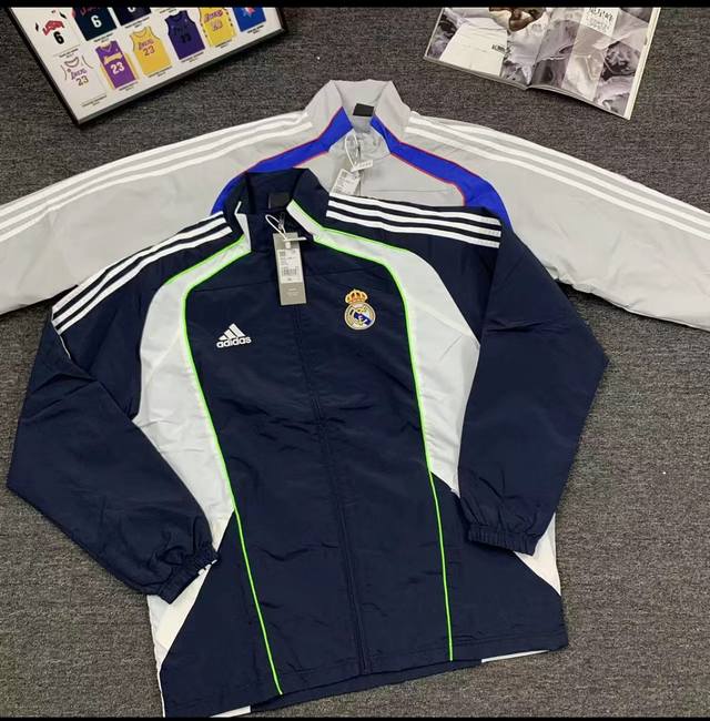Adidas FC Bayerntrack Real Madrid Football Culture Stand Collar Jacket Woven Jer