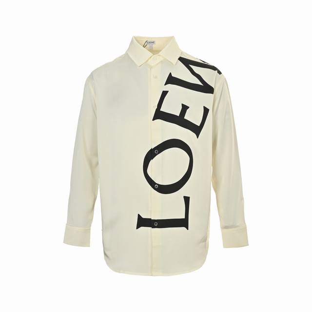 Loewe 25Fw large logo printed silk shirt Custom made mulberry silk material, com
