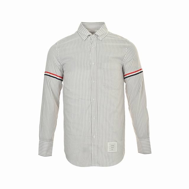 Thom Browne 25Fw double-sleeved vertical striped shirt. DDD. Tb short-sleeved Ox