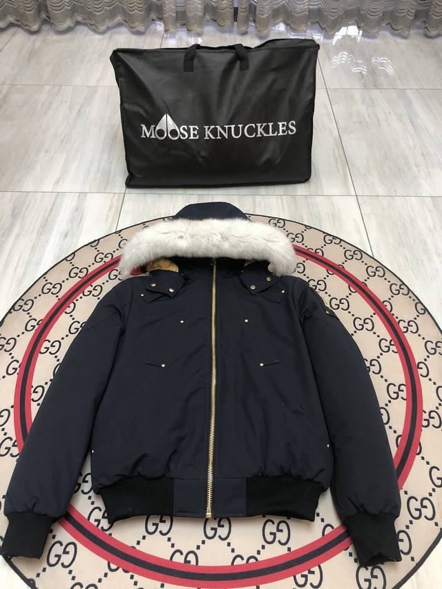 Moose Knuckles Gold Scissors 02 Men's Short Fur Collar: Available in Black or Wh