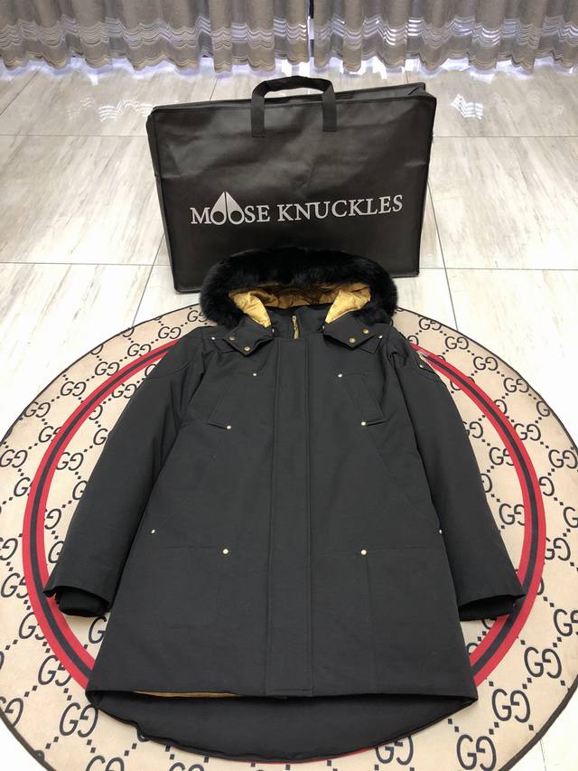 Moose Knuckles Gold Scissors Men's Long Fur Collar: Black DDD. The founding fami