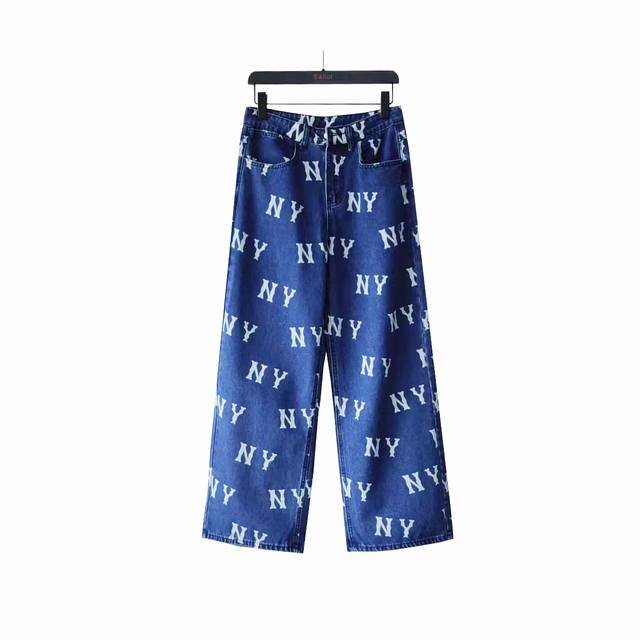 Actual photos and details + details Mlb Yankees NY all-over print washed denim