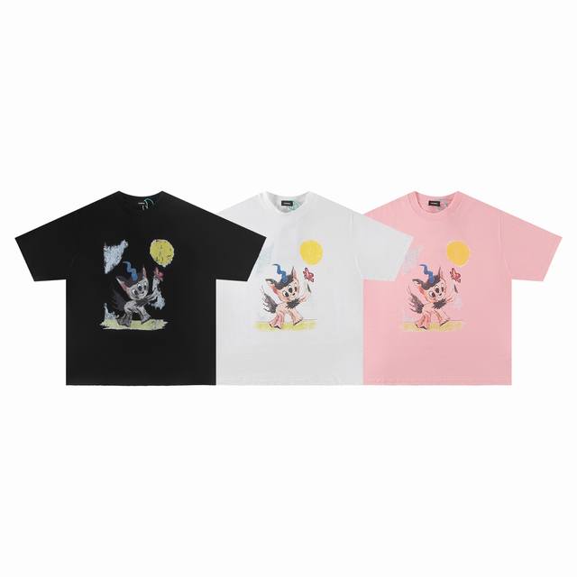 Welldone Moon Hua Chenyu same style creative cute deer graffiti print short-slee