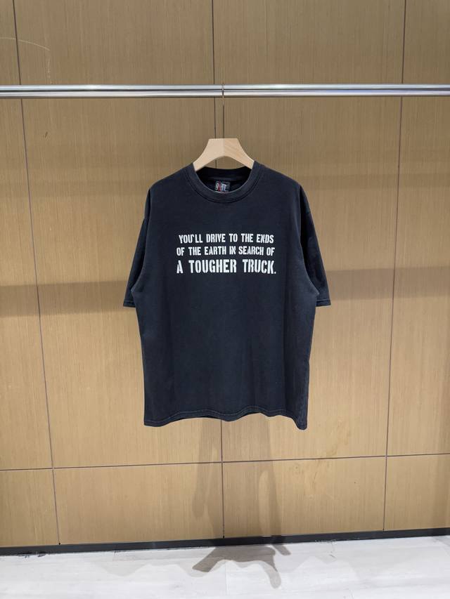 Wang Jiaer's American-style letter print washed and distressed vintage short-sle