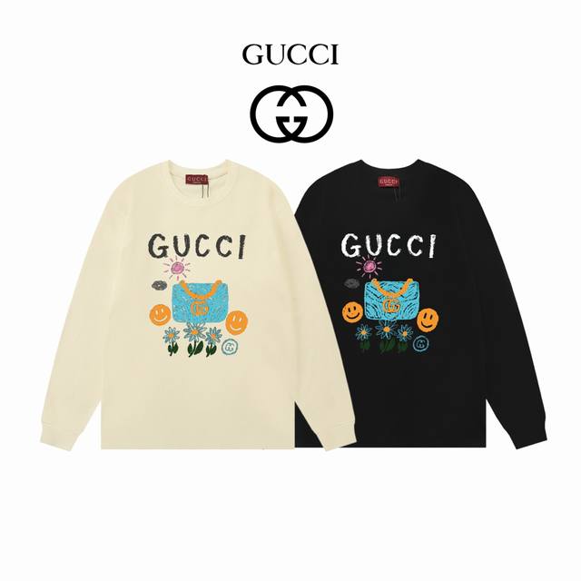 Autumn wear Gucci double yarn 300g long sleeve DDD: black and white apricot gray
