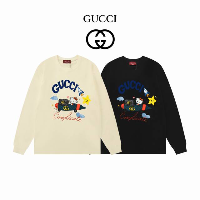 Autumn clothing Gucci Cartoon Hello Kitty cat Double yarn 300g long sleeve DDD: